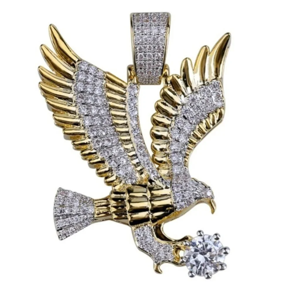 Gorgeous Gold-Plated Cubic Zirconia Flying Eagle Pendant - Picture 6 of 7